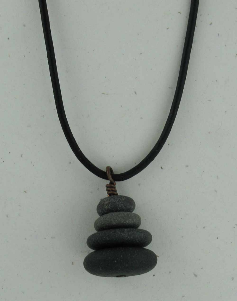 Stone Cairn Necklace on Leather